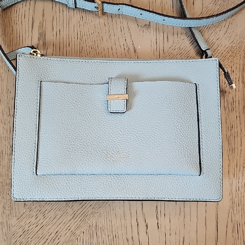 Seafoam Green Kate Spade Crossbody Bag with Slim Profile and Adjustable Strap